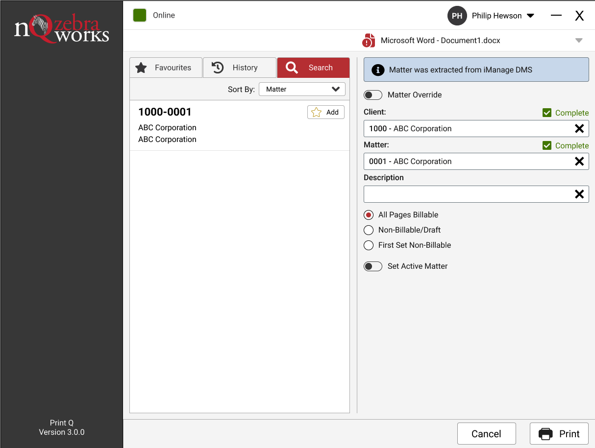PrintQ cost tracking - DMS