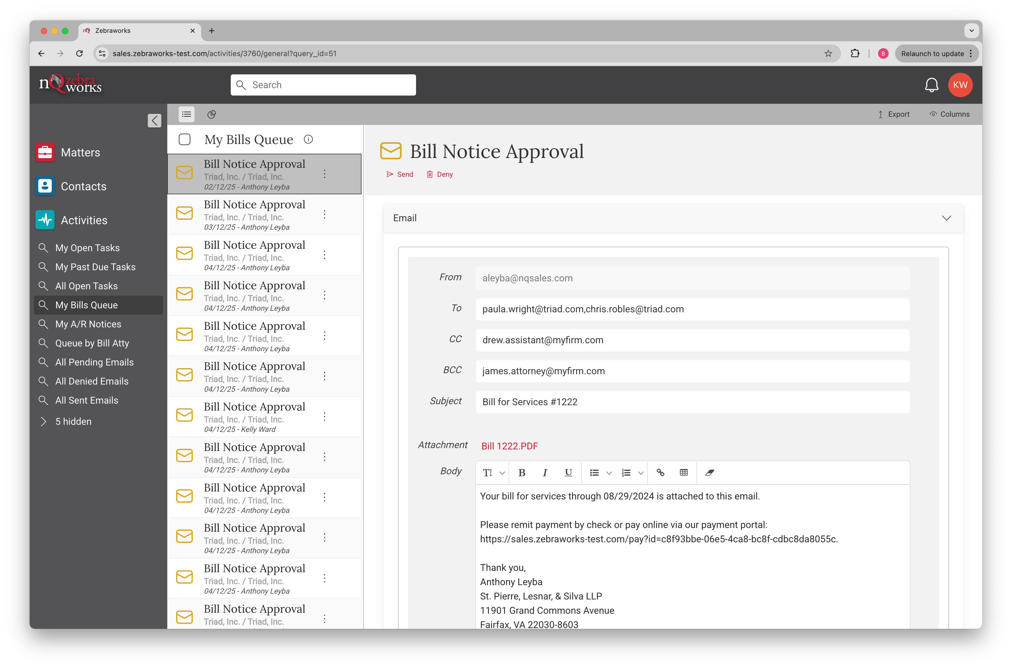 Bill Notice Approval